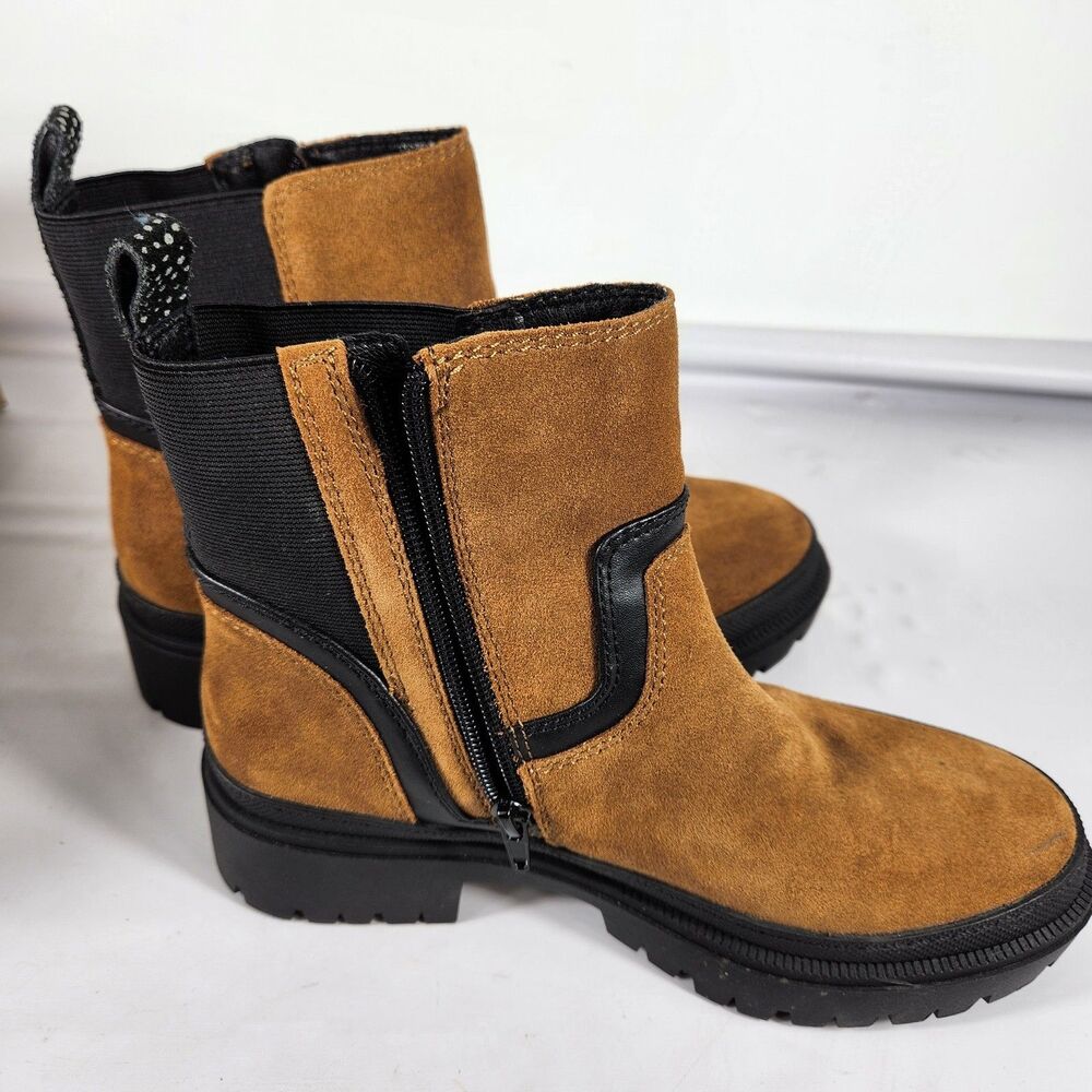Lucky Brand | Eabile Topanga Tan & Black Suede Leather Lug Sole Boots Women's 7